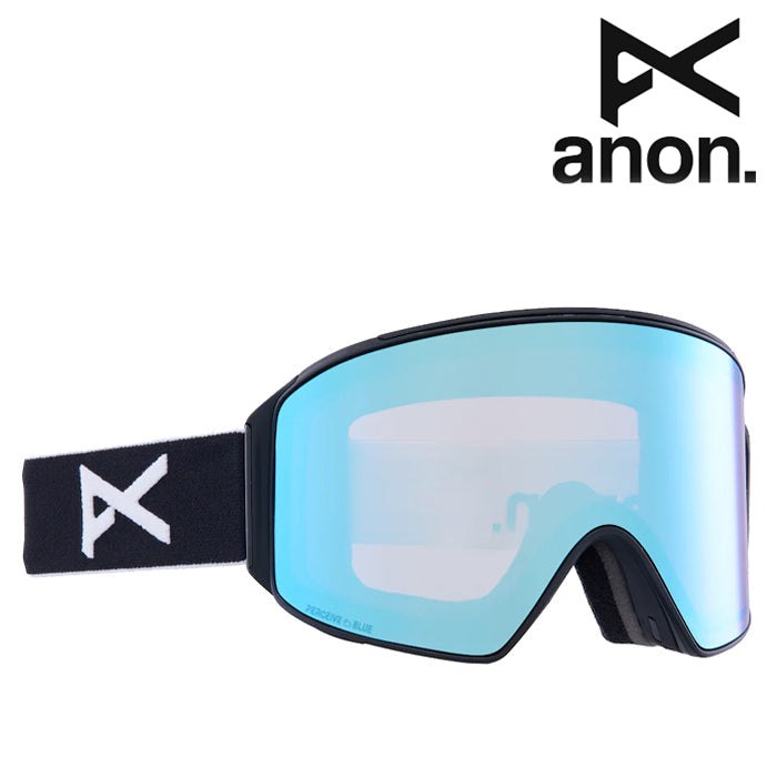 日本正規品 スノーボード ゴーグル アノン 23-24 ANON M4 CYLINDRICAL GOGGLES + BONUS LENS + MFI FACE MASK - LOW BRIDGE FIT Black/Perceive Variable Blue