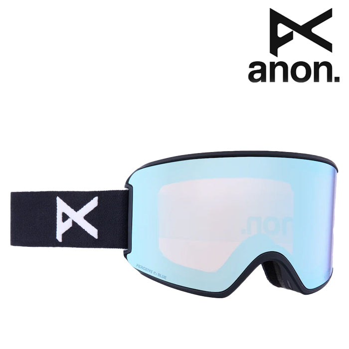 日本正規品 スノーボード ゴーグル アノン 23-24 ANON WM3 GOGGLES + BONUS LENS + MFI FACE MASK - LOW BRIDGE FIT Black/Perceive Variable Blue スキー