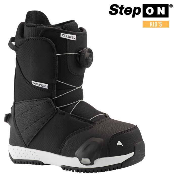 日本正規品 スノーボード バートン ステップオン ブーツ ジップライン 23-24 BURTON KIDS' ZIPLINE STEP ON Black キッズ 子供 BOAフィットシステム 2024 スノボ