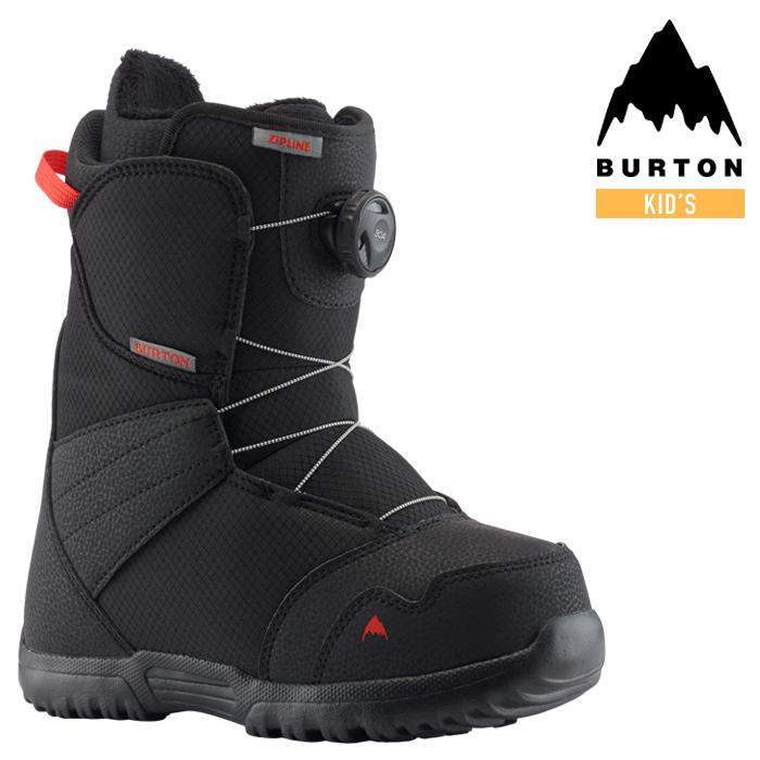 日本正規品 スノーボード ブーツ バートン ジップライン ボア 23-24 BURTON KIDS' ZIPLINE BOA Black YOUTH キッズ 子供 BOAフィットシステム 2024 スノボー