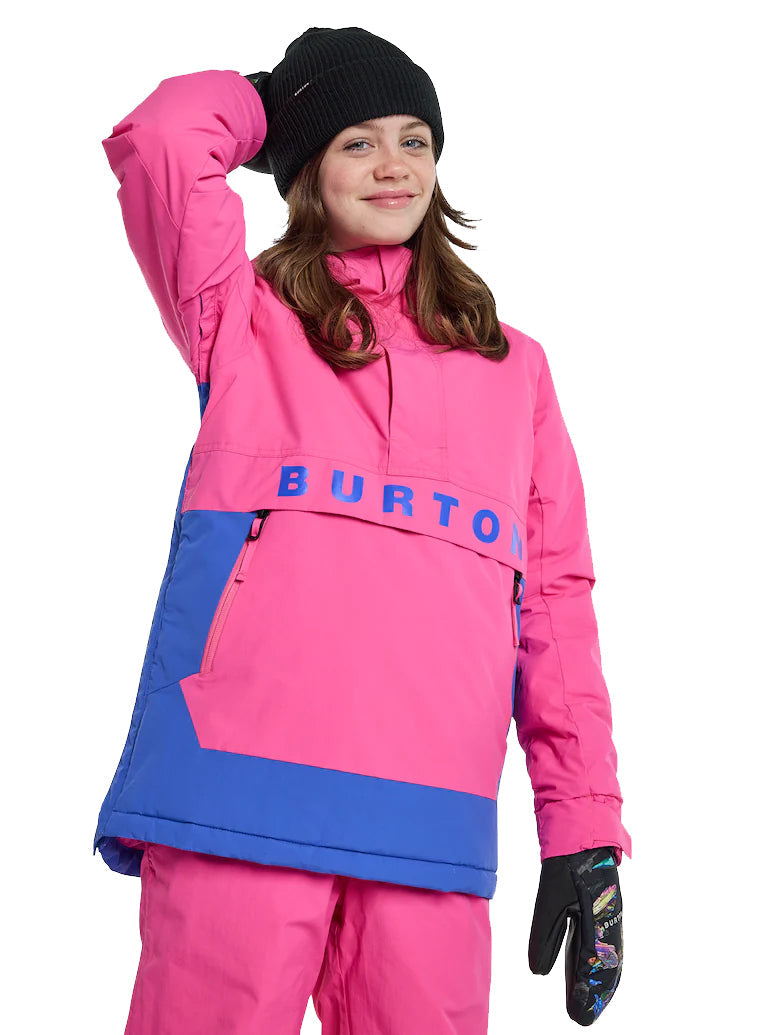 日本正規品 スノーボード ウェア バートン ジャケット 23-24 BURTON KIDS' FROSTNER 2L ANORAK JACKET Fuchsia Fusion/Amparo Blue キッズ 子供 アノラック