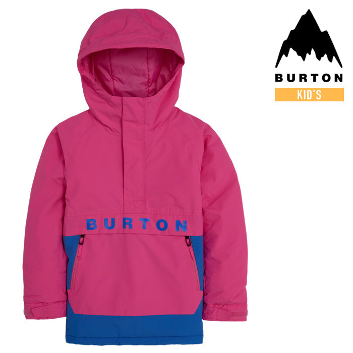 日本正規品 スノーボード ウェア バートン ジャケット 23-24 BURTON KIDS' FROSTNER 2L ANORAK JACKET Fuchsia Fusion/Amparo Blue キッズ 子供 アノラック