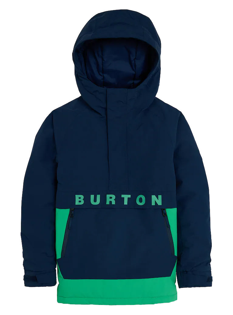 日本正規品 スノーボード ウェア バートン ジャケット 23-24 BURTON KIDS' FROSTNER 2L ANORAK JACKET Dress Blue/Galaxy Green キッズ 子供 アノラック