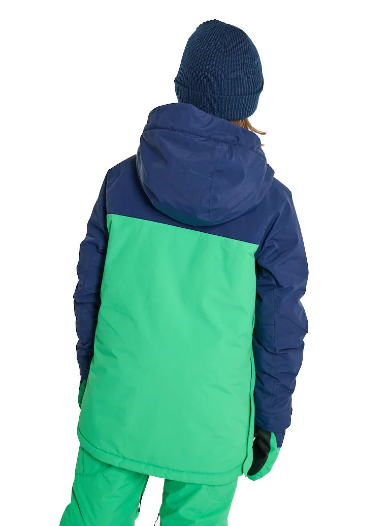 日本正規品 スノーボード ウェア バートン ジャケット 23-24 BURTON KIDS' FROSTNER 2L ANORAK JACKET Dress Blue/Galaxy Green キッズ 子供 アノラック