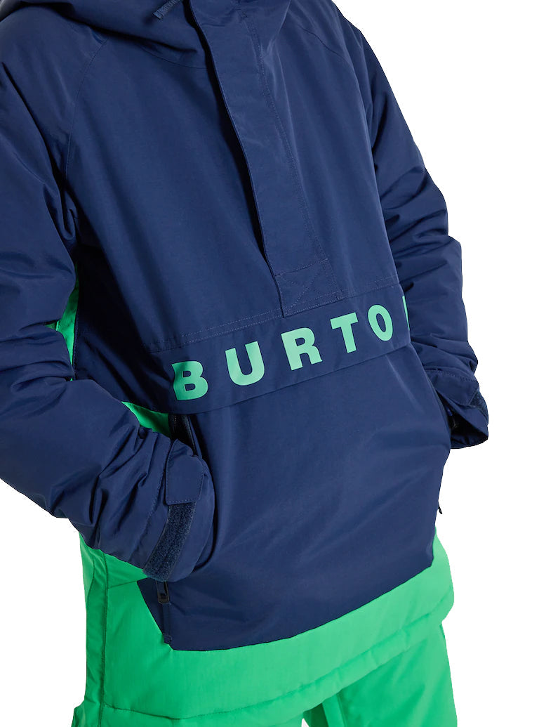 日本正規品 スノーボード ウェア バートン ジャケット 23-24 BURTON KIDS' FROSTNER 2L ANORAK JACKET Dress Blue/Galaxy Green キッズ 子供 アノラック