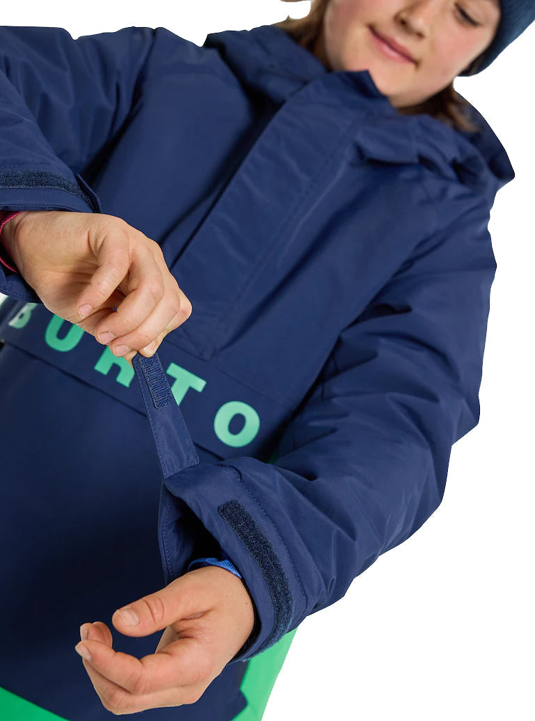 日本正規品 スノーボード ウェア バートン ジャケット 23-24 BURTON KIDS' FROSTNER 2L ANORAK JACKET Dress Blue/Galaxy Green キッズ 子供 アノラック