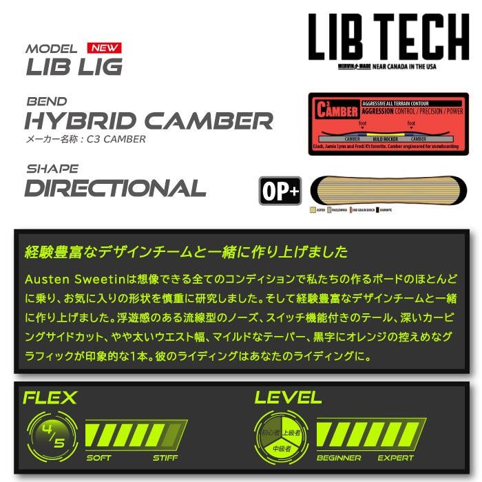 日本正規品 リブテック スノーボード LIB TECH 23-24 LIB RIG Camber MEN'S リブ リグ AUSTEN SWEETIN プロモデル キャンバー メンズ 男性