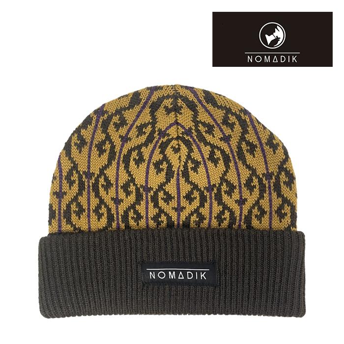 日本正規品 スノーボード ウェア ノマディック ビーニー 23-24 NOMADIK JACQUARD BEANIE Brown 帽子 ニット帽 ニットキャップ キャップ