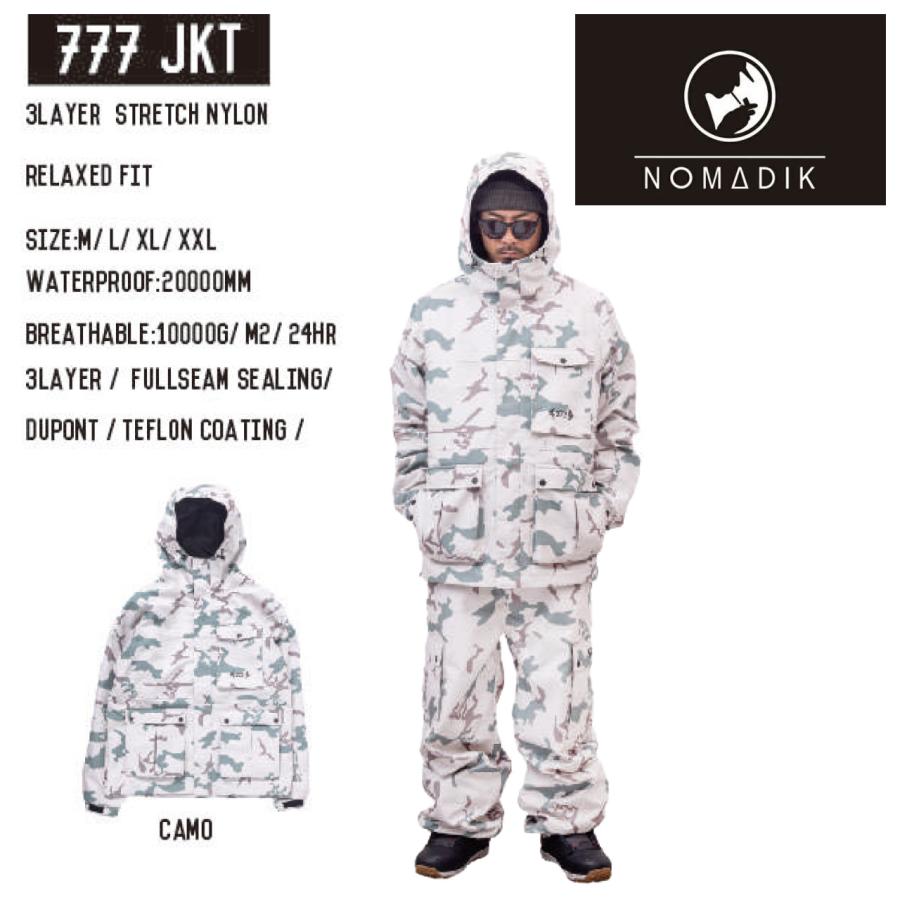 日本正規品 スノーボード ウェア ノマディック ジャケット 23-24 NOMADIK 777 JKT Camo UNISEX RELAXED FIT リラックスフィット ユニセックス 男性 女性