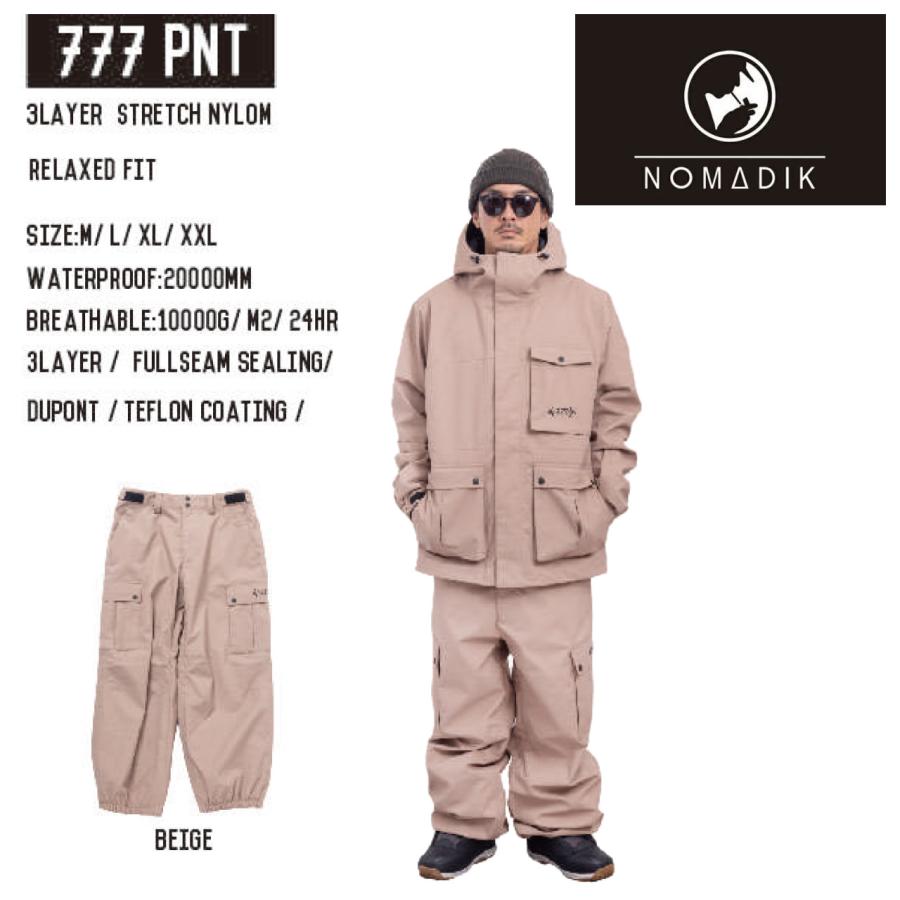 日本正規品 スノーボード ウェア ノマディック パンツ 23-24 NOMADIK 777 PNT Beige UNISEX RELAXED FIT リラックスフィット ユニセックス 男性 女性