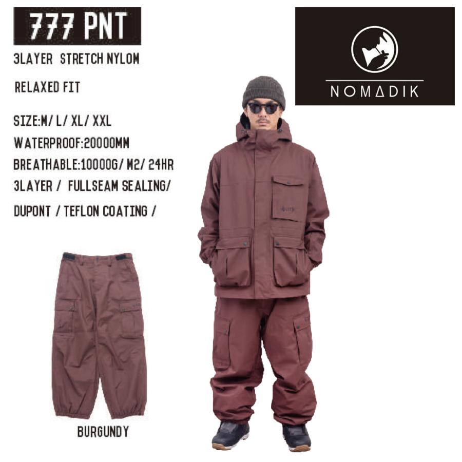 日本正規品 スノーボード ウェア ノマディック パンツ 23-24 NOMADIK 777 PNT Burgundy UNISEX RELAXED FIT リラックスフィット ユニセックス 男性 女性