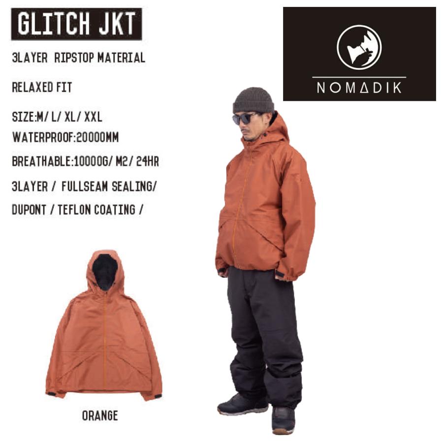 日本正規品 スノーボード ウェア ノマディック グリッチ ジャケット 23-24 NOMADIK GLITCH JKT Orange UNISEX RELAXED FIT ユニセックス 男性 女性