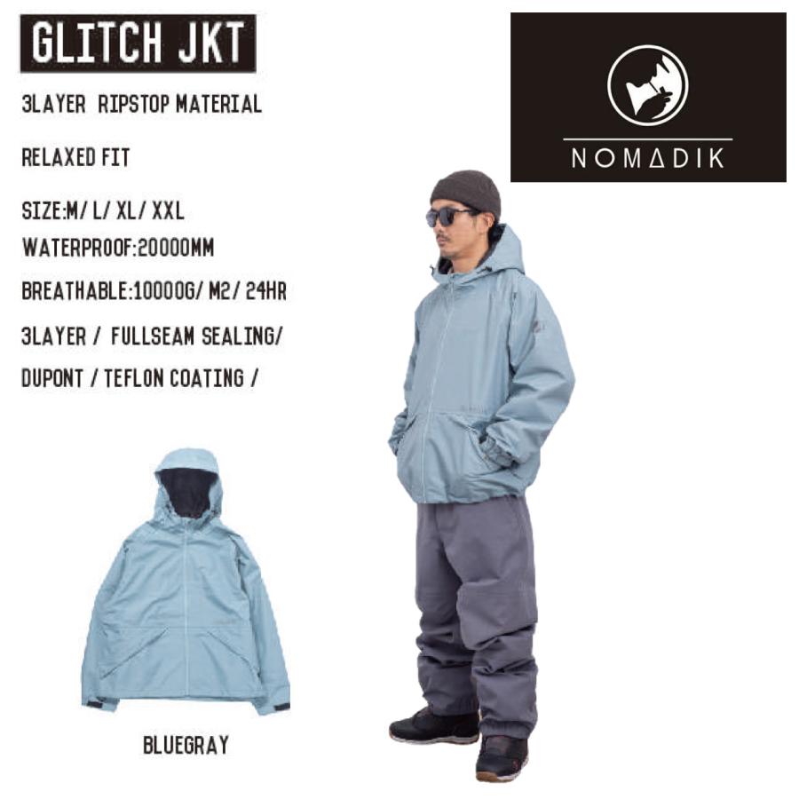 日本正規品 スノーボード ウェア ノマディック グリッチ ジャケット 23-24 NOMADIK GLITCH JKT Bluegray UNISEX RELAXED FIT ユニセックス 男性 女性