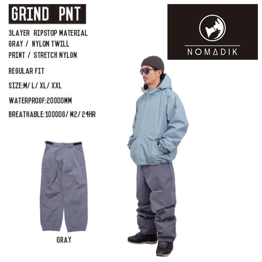 日本正規品 スノーボード ウェア ノマディック グラインド パンツ 23-24 NOMADIK GRIND PNT Gray UNISEX REGULAR FIT レギュラーフィット ユニセックス