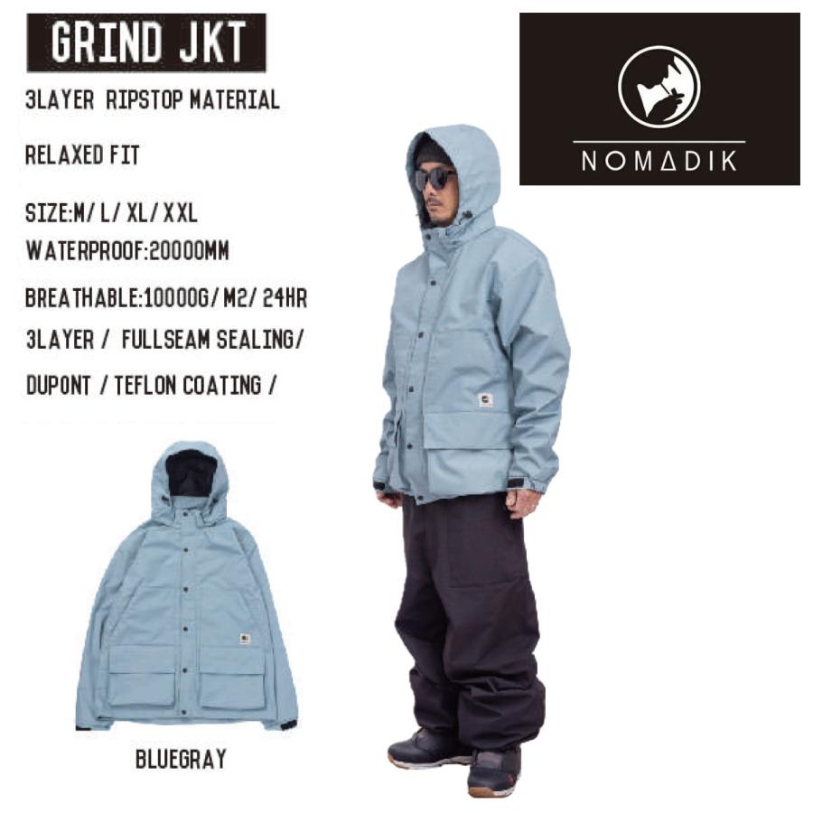 日本正規品 スノーボード ウェア ノマディック グラインド ジャケット 23-24 NOMADIK GRIND JKT Bluegray UNISEX RELAXED FIT ユニセックス 男性 女性