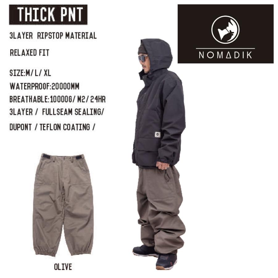 日本正規品 スノーボード ウェア ノマディック シック パンツ 23-24 NOMADIK THICK PNT Olive UNISEX RELAXED FIT リラックスフィット ユニセックス 男性 女性