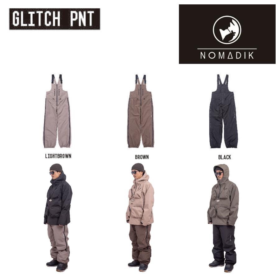 日本正規品 スノーボード ウェア ノマディック グリッチ パンツ 23-24 NOMADIK GLITCH PNT Lightbrown UNISEX REGULAR FIT ユニセックス 男性 女性 ビブパンツ