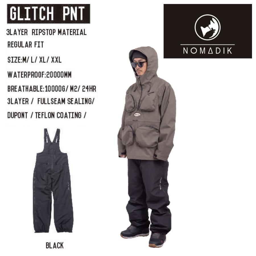 日本正規品 スノーボード ウェア ノマディック グリッチ パンツ 23-24 NOMADIK GLITCH PNT Black UNISEX REGULAR FIT ユニセックス 男性 女性 ビブパンツ