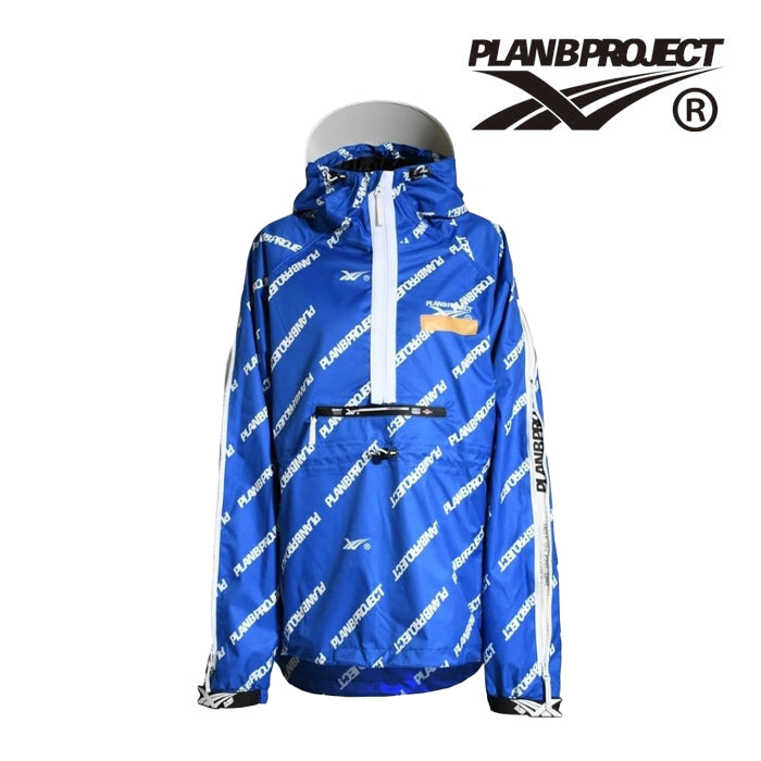 23-24 PLAN B PROJECT PULLOVER JACKET RECTANGLE BLUE スノーボード プランビープロジェクト マウンテンロックスター プルオーバージャケット アノラック カービング グラトリ バックカントリー フリーライディング メンズ レディース