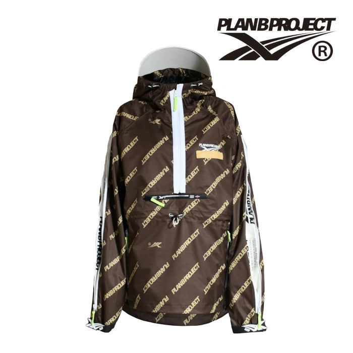 23-24 PLAN B PROJECT PULLOVER JACKET RECTANGLE BROWN スノーボード プランビープロジェクト マウンテンロックスター プルオーバージャケット アノラック カービング グラトリ バックカントリー フリーライディング メンズ レディース