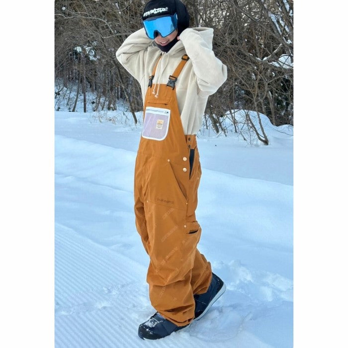 23-24 PLAN B PROJECT WORKER BIB PANTS BROWN スノーボード プランビープロジェクト マウンテンロックスター ワーカービブパンツ カービング グラトリ バックカントリー フリーライディング メンズ レディース