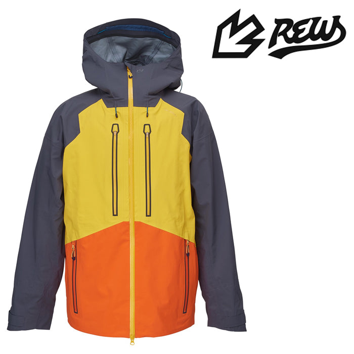 日本正規品 スノーボード ウェア アールイーダブリュー ジャケット 23-24 REW REALITY JKT 22 Charcoal x Sunflower x Orange GORE-TEX UNISEX