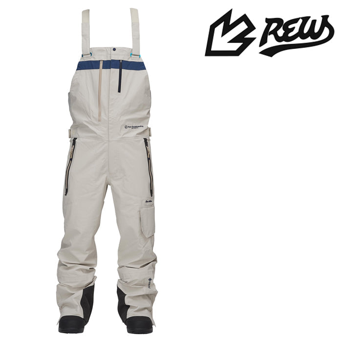 日本正規品 スノーボード ウェア アールイーダブリュー パンツ 23-24 REW REALITY BIB PANTS 22 Cream x Slate GORE-TEX UNISEX ゴアテックス ビブパンツ