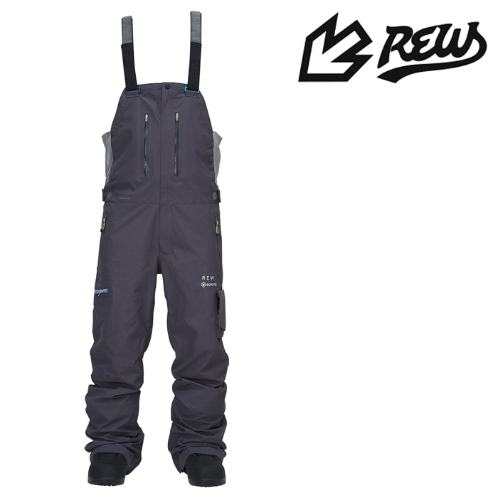 日本正規品 スノーボード ウェア アールイーダブリュー パンツ 23-24 REW KAMIKAZE BIB PANTS 18 Charcoal x Ice GORE-TEX UNISEX ゴアテックス ビブパンツ