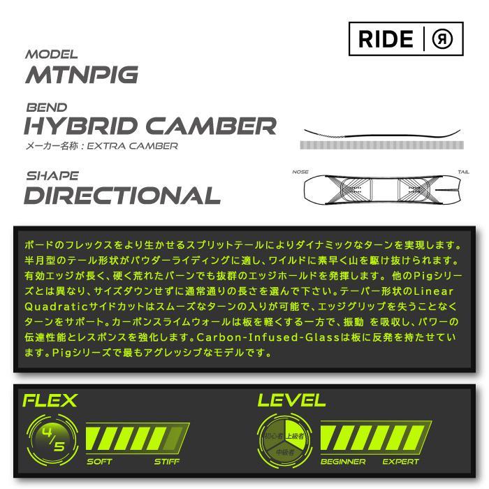 日本正規品 ライド スノーボード 板 RIDE 23-24 MTNPIG Camber MEN'S マウンテンピグ キャンバー メンズ 男性 SNOWBOARD