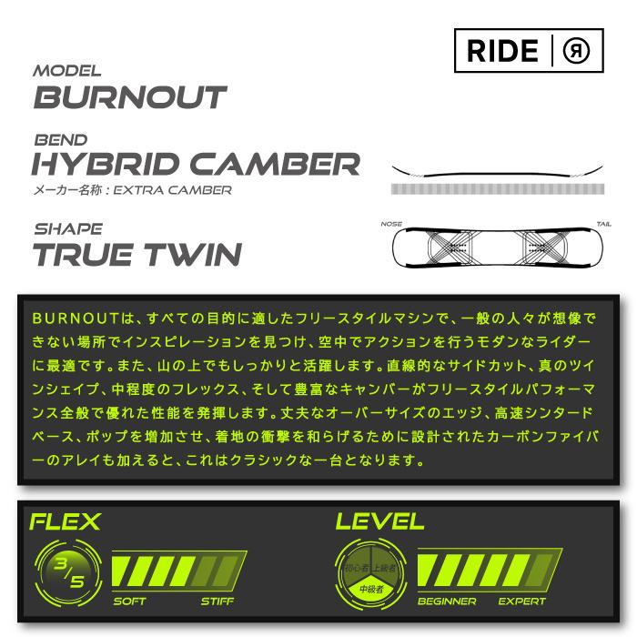 日本正規品 ライド スノーボード 板 RIDE 23-24 BURNOUT Camber MEN'S バーンアウト キャンバー メンズ 男性 SNOWBOARD