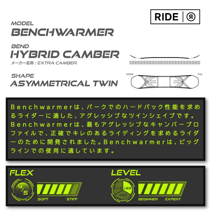 日本正規品 ライド スノーボード 板 RIDE 23-24 BENCHWARMER Camber UNISEX ベンチウォーマー キャンバー ユニセックス 男性 女性