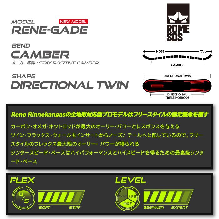 日本正規品 ローム スノーボード 板 23-24 ROME RENE-GADE Camber UNISEX レネゲード キャンバー ユニセックス 男性 女性 スノボ