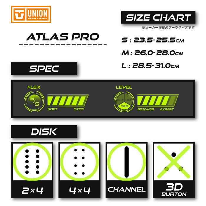 日本正規品 スノーボード ビンディング ユニオン アトラス プロ 23-24 UNION ATLAS PRO White MEN'S メンズ 男性 バインディング 金具 スノボー 2024