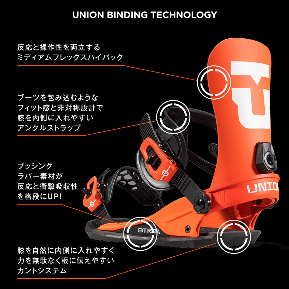 日本正規品 スノーボード ビンディング ユニオン ストラータ チームHB 23-24 UNION STRATA Red MEN'S メンズ 男性 バインディング 金具 スノボー 2024