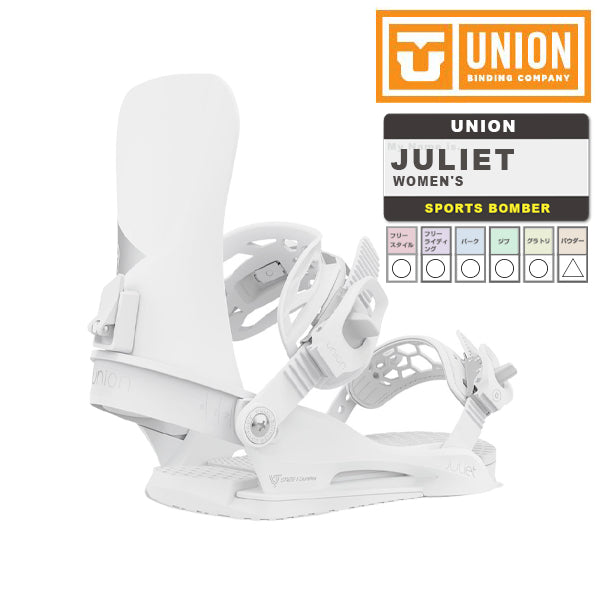 日本正規品 スノーボード ビンディング ユニオン ジュリエット 23-24 UNION JULIET White WOMEN'S ウィメンズ 女性 バインディング 金具 スノボー 2024