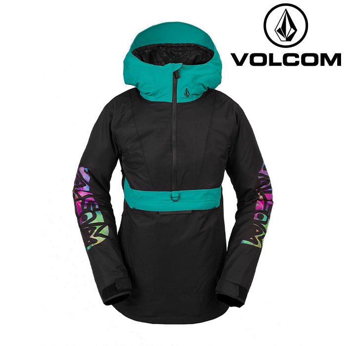 日本正規品 スノーボード ウェア ボルコム ジャケット 23-24 VOLCOM ASHFIELD PULLOVER BLK-Black ウィメンズ 女性スキー