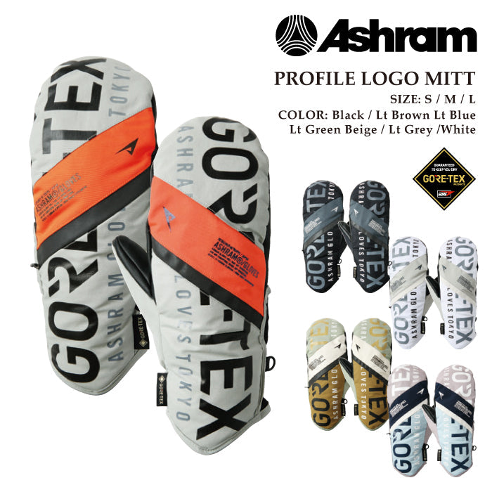 スノーボード ミット アシュラム ASHRAM PROFILE LOGO MITT White・Black・Lt Green Beige・Lt Brown Lt.Blue・Lt Grey 24-25 日本正規品 予約