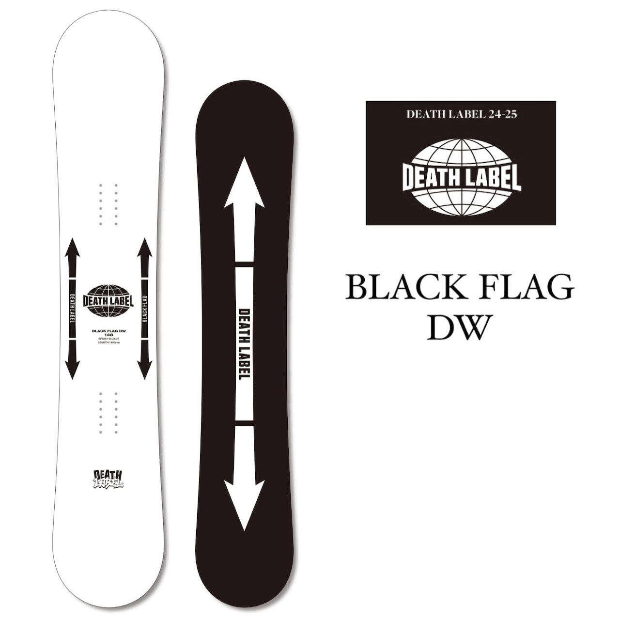 DEATH LABEL 24-25 BLACK FLAG DW  デスレーベル ドメスティックブランド ブラックフラッグ オールラウンド フリースタイル ダブルキャンバー グラトリ ラントリ ナックルハック パーク 地形 カービング スノーボード メンズ レディース ユニセックス