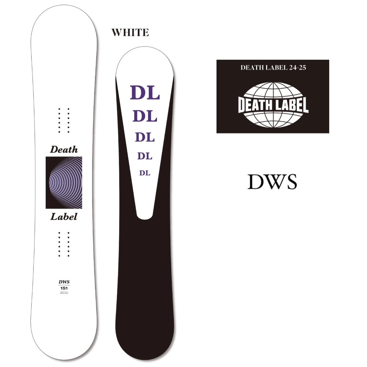 DEATH LABEL 24-25 DWS - WHITE 早期予約 デスレーベル ドメスティックブランド ディーダブルエス オールラウンド フリースタイル ダブルキャンバー グラトリ ラントリ ナックルハック パーク 地形 カービング スノーボード メンズ レディース ユニセックス