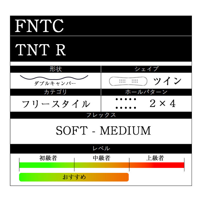 FNTC TNT - R 24-25 早期予約 エフエヌティーシー ティーエヌティー フリースタイル ダブルキャンバー カービング 地形 グラトリ ラントリ パーク スノーボード メンズ レディース ユニセックス 板