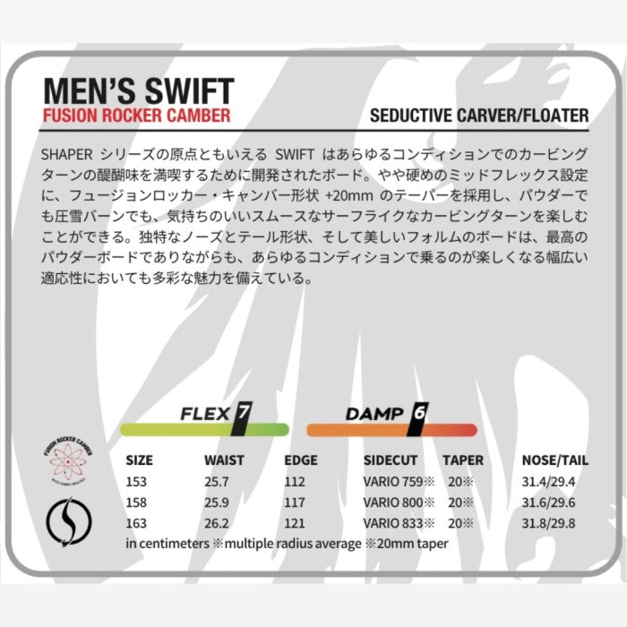 NEVERSUMMER SWIFT 24-25 早期予約 ネバーサマー 自社工場 オールマウンテン フリースタイル トリプルキャンバー ダブルキャンバー カービング パウダー バックカントリー スノーボード ユニセックス メンズ レディース