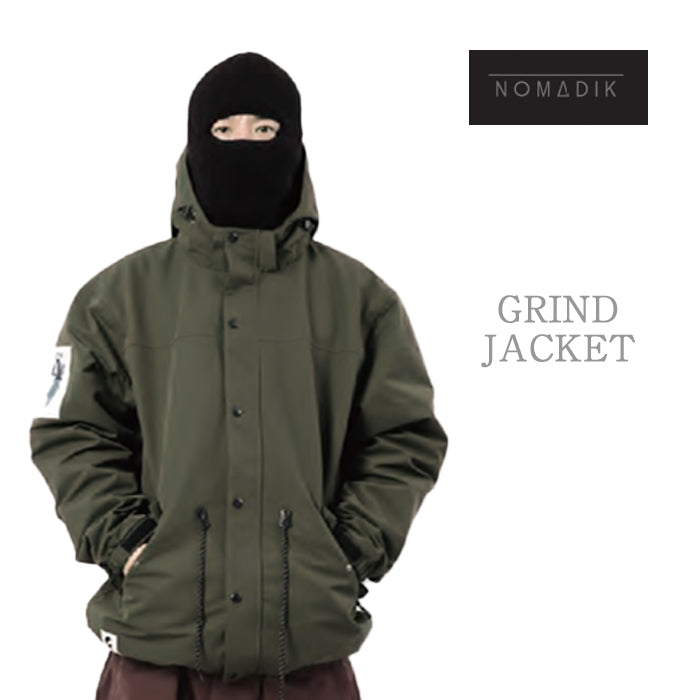 NOMADIK GRIND JACKET OLIVE 24-25 早期予約 スノーボード ウェア ノマディック 工藤洸平 国母和宏 グラインド ジャケット バックカントリー パウダー パーク カービング グラトリ ラントリ メンズ レディース ユニセックス