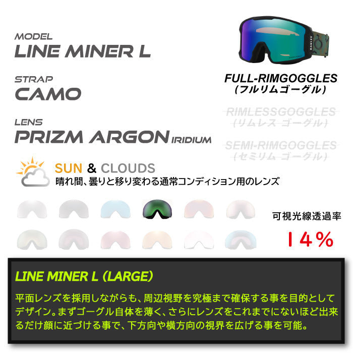 スノーボード ゴーグル オークリー OAKLEY LINE MINER L Camo OO7070-H9 メンズ レディース スキー 24-25 日本正規品