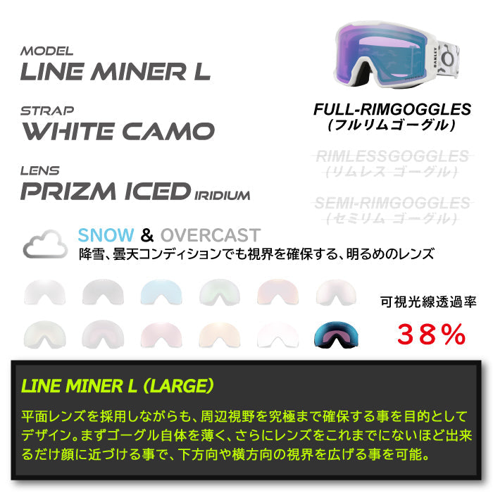 スノーボード ゴーグル オークリー OAKLEY LINE MINER L White Camo OO7070-I0 メンズ レディース スキー 24-25 日本正規品