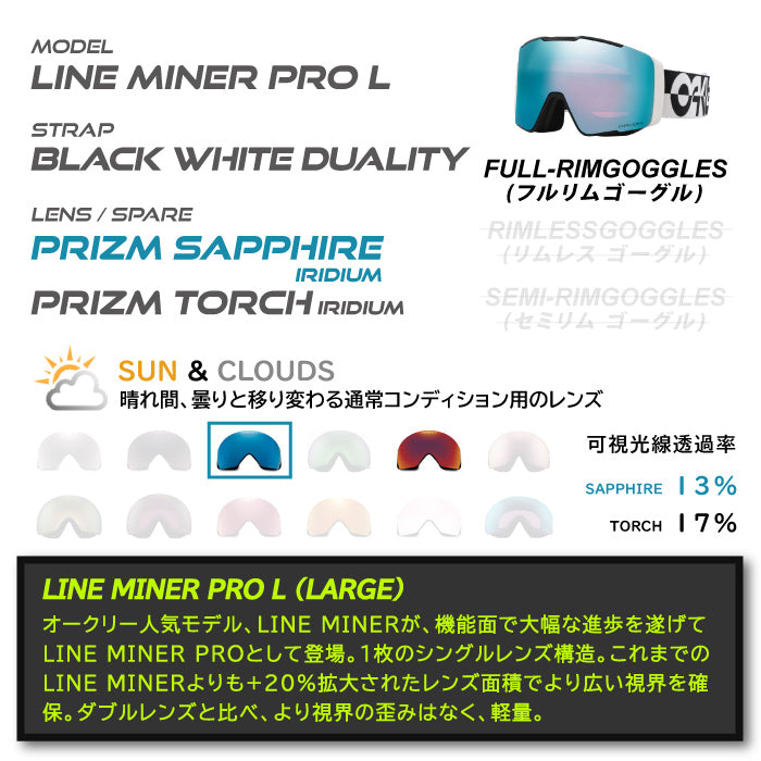 スノーボード ゴーグル オークリー OAKLEY LINE MINER PRO L ASIA Black White Duality OO7143A-10 メンズ レディース スキー 24-25 日本正規品