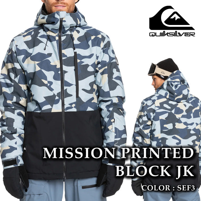 スノーボード ウェア ジャケット クイックシルバー QUIKSILVER MISSION PRINTED BLOCK JK SEF3 メンズ レディース 24-25 日本正規品