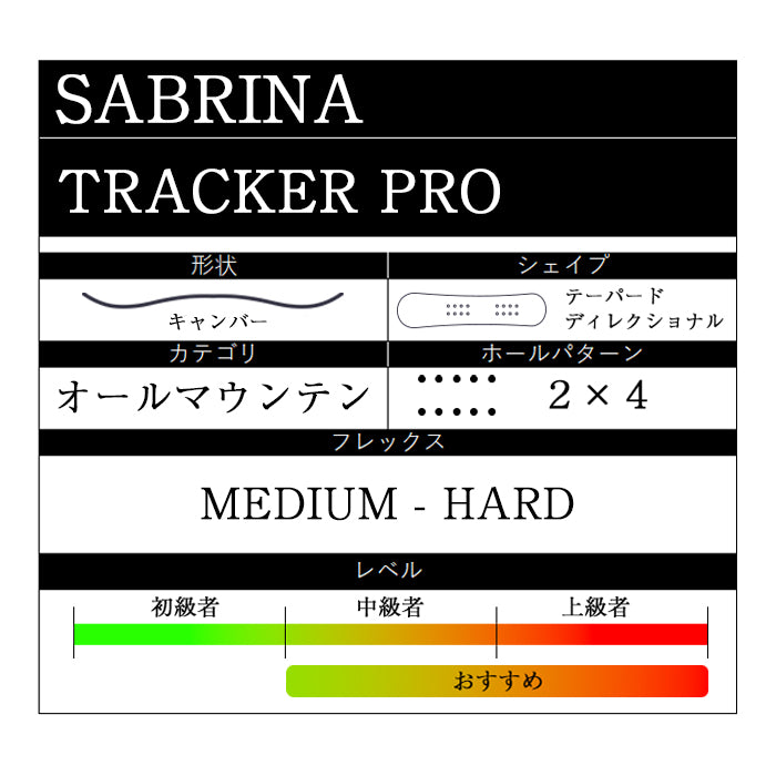 Sabrina Snowboards TRACKER PRO 24-25  サブリナ トラッカープロ オールマウンテン キャンバー カービング 地形 パウダー バックカントリー パーク スノーボード レディース