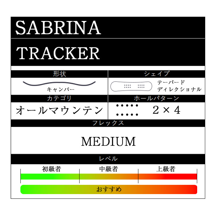 Sabrina Snowboards TRACKER 24-25  サブリナ トラッカー オールマウンテン キャンバー カービング 地形 パウダー バックカントリー パーク スノーボード レディース