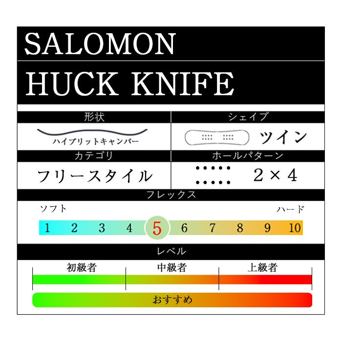 早期予約受付中 Salomon HUCK KNIFE 24-25 サロモン ハックナイフ フリースタイル パーク グラトリ ラントリ カービング パウダー バックカントリー ハイブリッドキャンバー スノーボード メンズ レディース