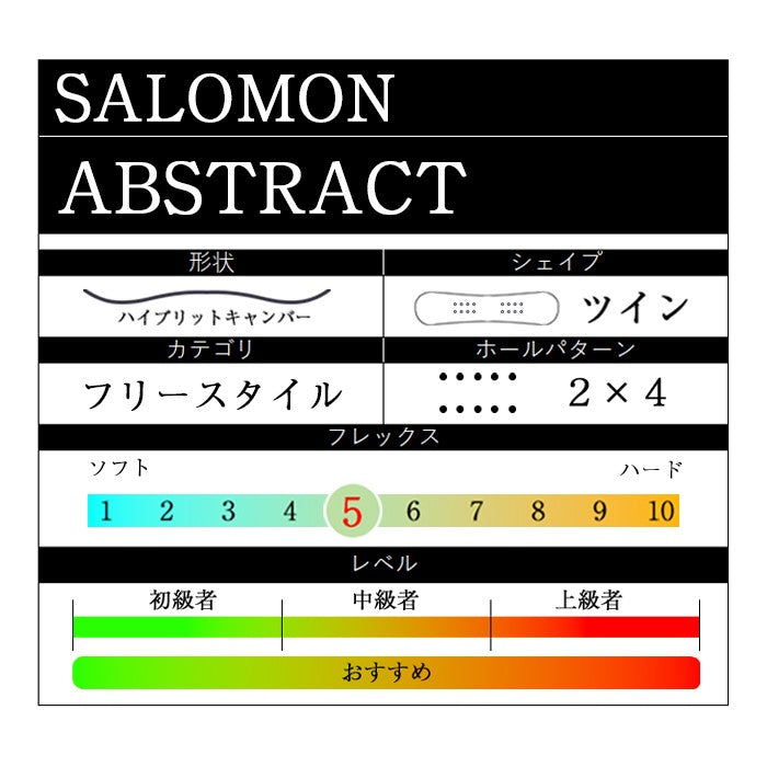 早期予約受付中 Salomon ABSTRACT 24-25 サロモン アブストラクト フリースタイル パーク グラトリ ラントリ カービング パウダー バックカントリー ハイブリッドキャンバー スノーボード メンズ レディース